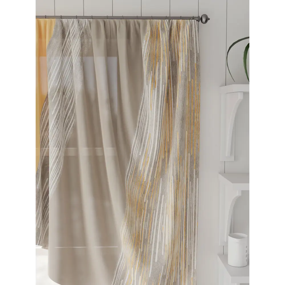 Фото 4 Штора на шторной ленте Comfy Way Мировирс 300x130 см цвет бежевый Фото 4 Штора на шторной ленте Comfy Way Мировирс 300x130 см цвет бежевый