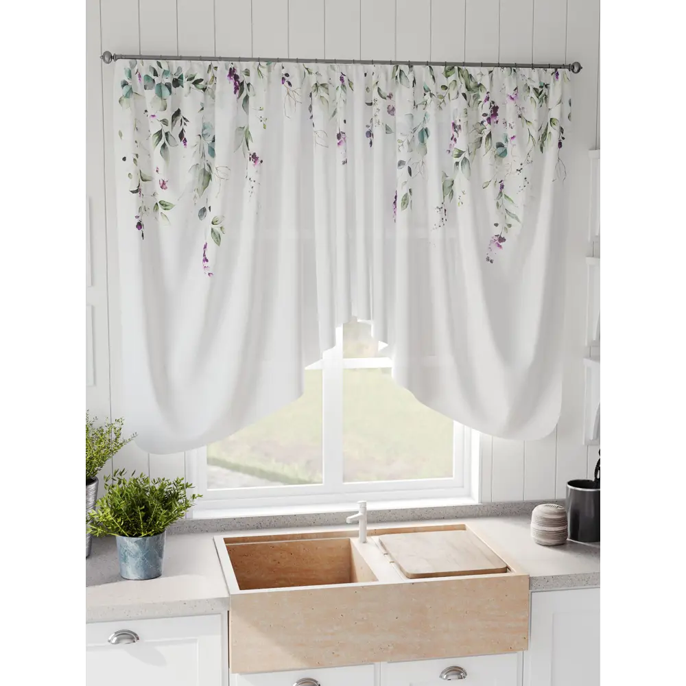 Фото 6 Штора на шторной ленте Comfy Way Шенворс 300x130 см цвет белый Фото 6 Штора на шторной ленте Comfy Way Шенворс 300x130 см цвет белый