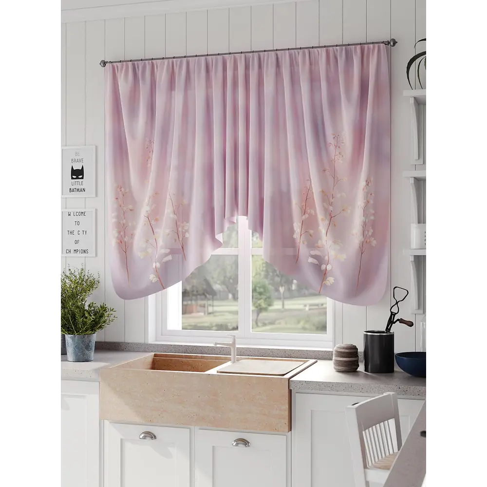 Фото 2 Штора на шторной ленте Comfy Way Рилфорис 300x130 см цвет лиловый Фото 2 Штора на шторной ленте Comfy Way Рилфорис 300x130 см цвет лиловый