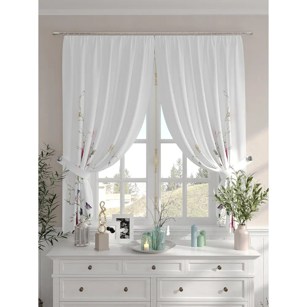 Фото 2 Комплект штор на шторной ленте Comfy Way Эмитта 150x160 см цвет белый Фото 2 Комплект штор на шторной ленте Comfy Way Эмитта 150x160 см цвет белый