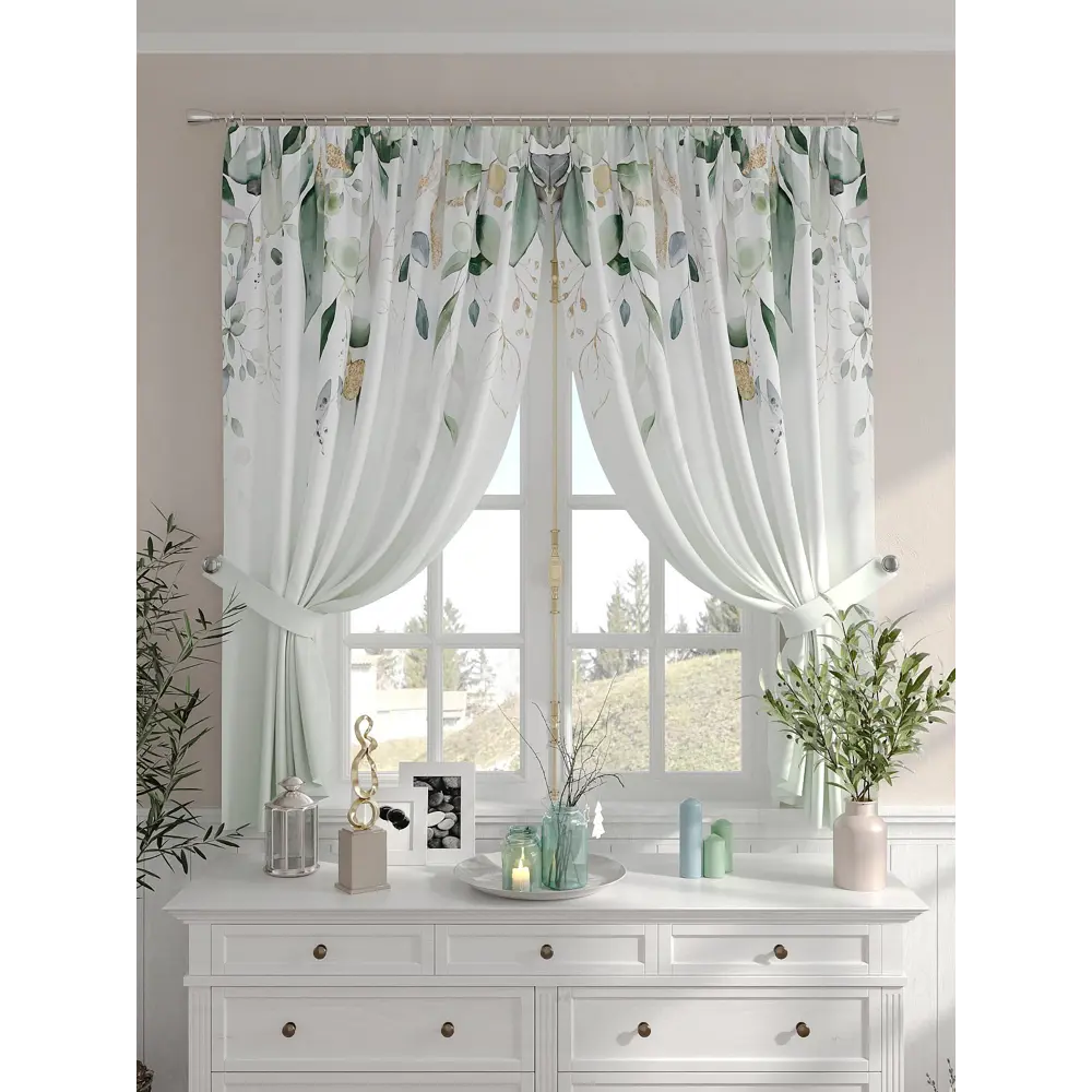 Фото 2 Комплект штор на шторной ленте Comfy Way Ристира 150x160 см цвет бежевый Фото 2 Комплект штор на шторной ленте Comfy Way Ристира 150x160 см цвет бежевый