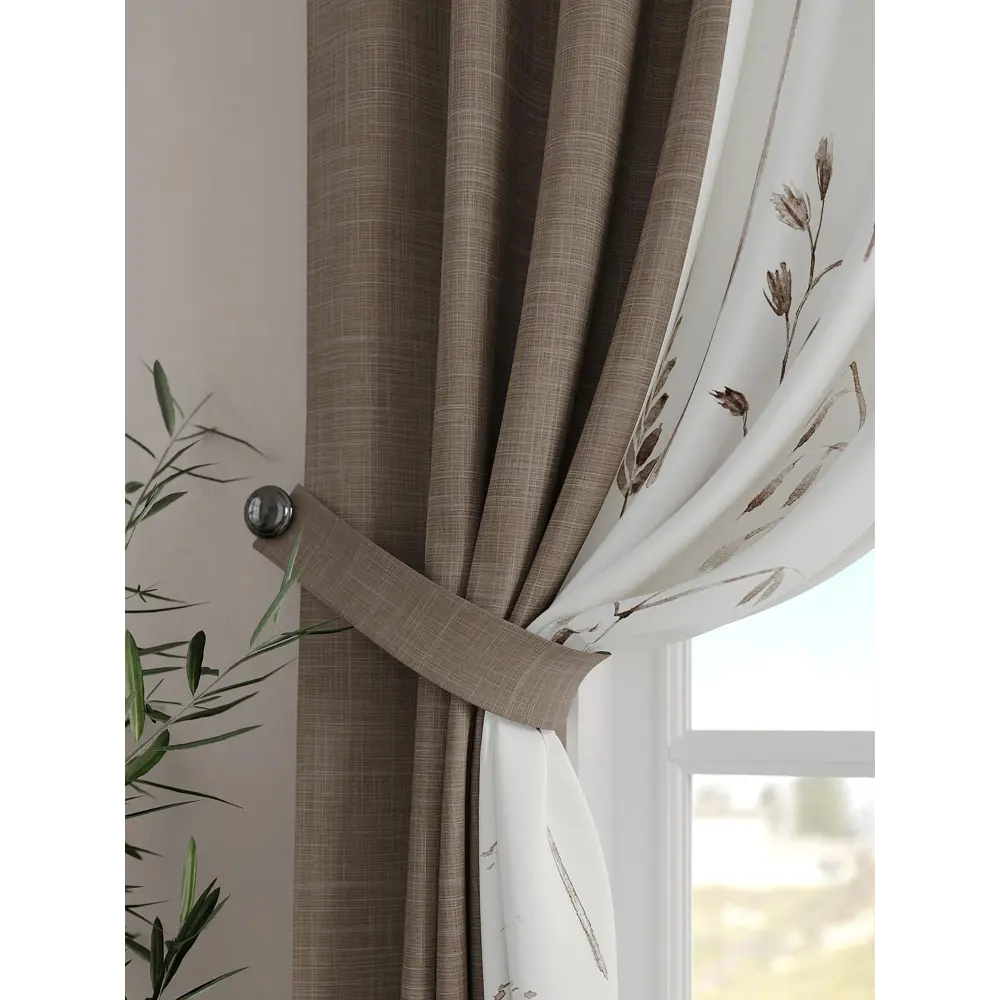 Фото 3 Комплект штор на шторной ленте Comfy Way Дисторо 150x160 см цвет бежевый Фото 3 Комплект штор на шторной ленте Comfy Way Дисторо 150x160 см цвет бежевый