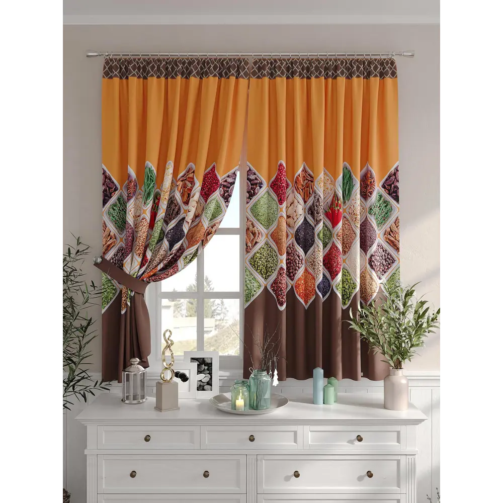 Фото Комплект штор на шторной ленте Comfy Way Бриостон 150x160 см цвет коричневый Фото Комплект штор на шторной ленте Comfy Way Бриостон 150x160 см цвет коричневый