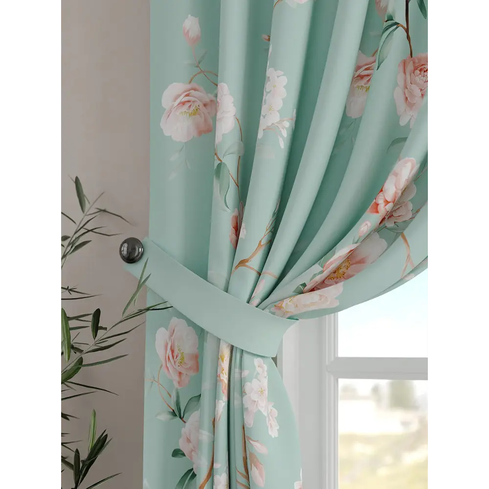 Фото 4 Комплект штор на шторной ленте Comfy Way Диталика 150x160 см цвет бирюзовый Фото 4 Комплект штор на шторной ленте Comfy Way Диталика 150x160 см цвет бирюзовый