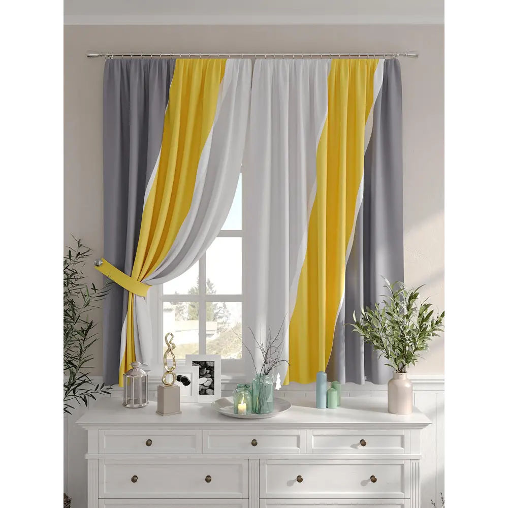 Фото 2 Комплект штор на шторной ленте Comfy Way Фиратон 150x160 см цвет белый Фото 2 Комплект штор на шторной ленте Comfy Way Фиратон 150x160 см цвет белый