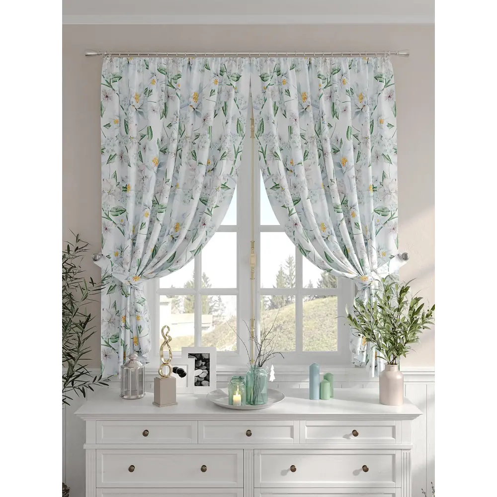 Фото 2 Комплект штор на шторной ленте Comfy Way Итирра 150x160 см цвет бежевый Фото 2 Комплект штор на шторной ленте Comfy Way Итирра 150x160 см цвет бежевый
