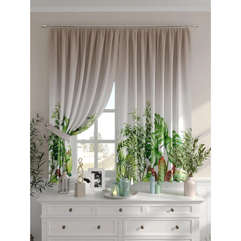 Фото 3 Комплект штор на шторной ленте Comfy Way Веналла 150x160 см цвет бежевый Фото 3 Комплект штор на шторной ленте Comfy Way Веналла 150x160 см цвет бежевый