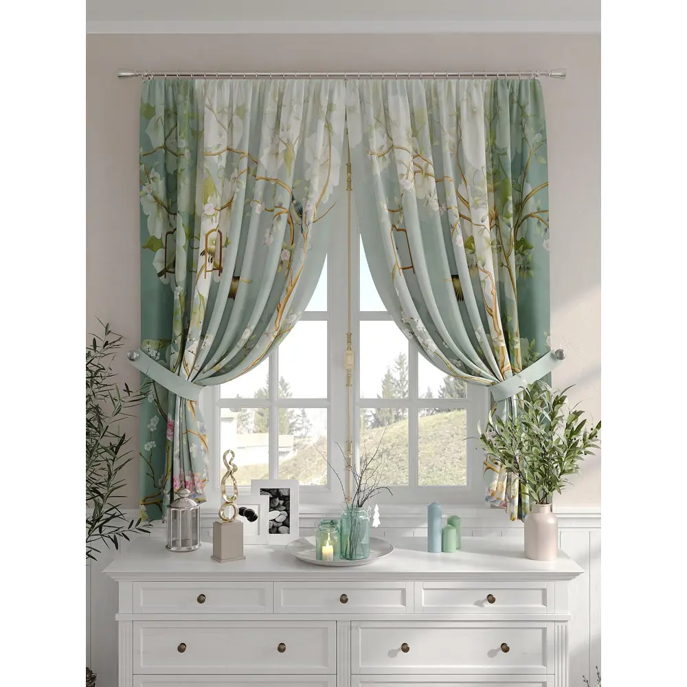 Фото 2 Комплект штор на шторной ленте Comfy Way Астикон 150x160 см цвет бежевый