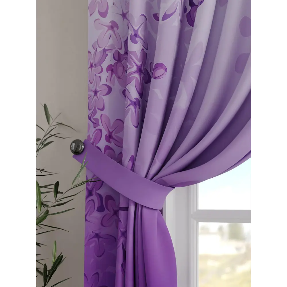 Фото 4 Комплект штор на шторной ленте Comfy Way Эринно 150x160 см цвет фиолетовый Фото 4 Комплект штор на шторной ленте Comfy Way Эринно 150x160 см цвет фиолетовый