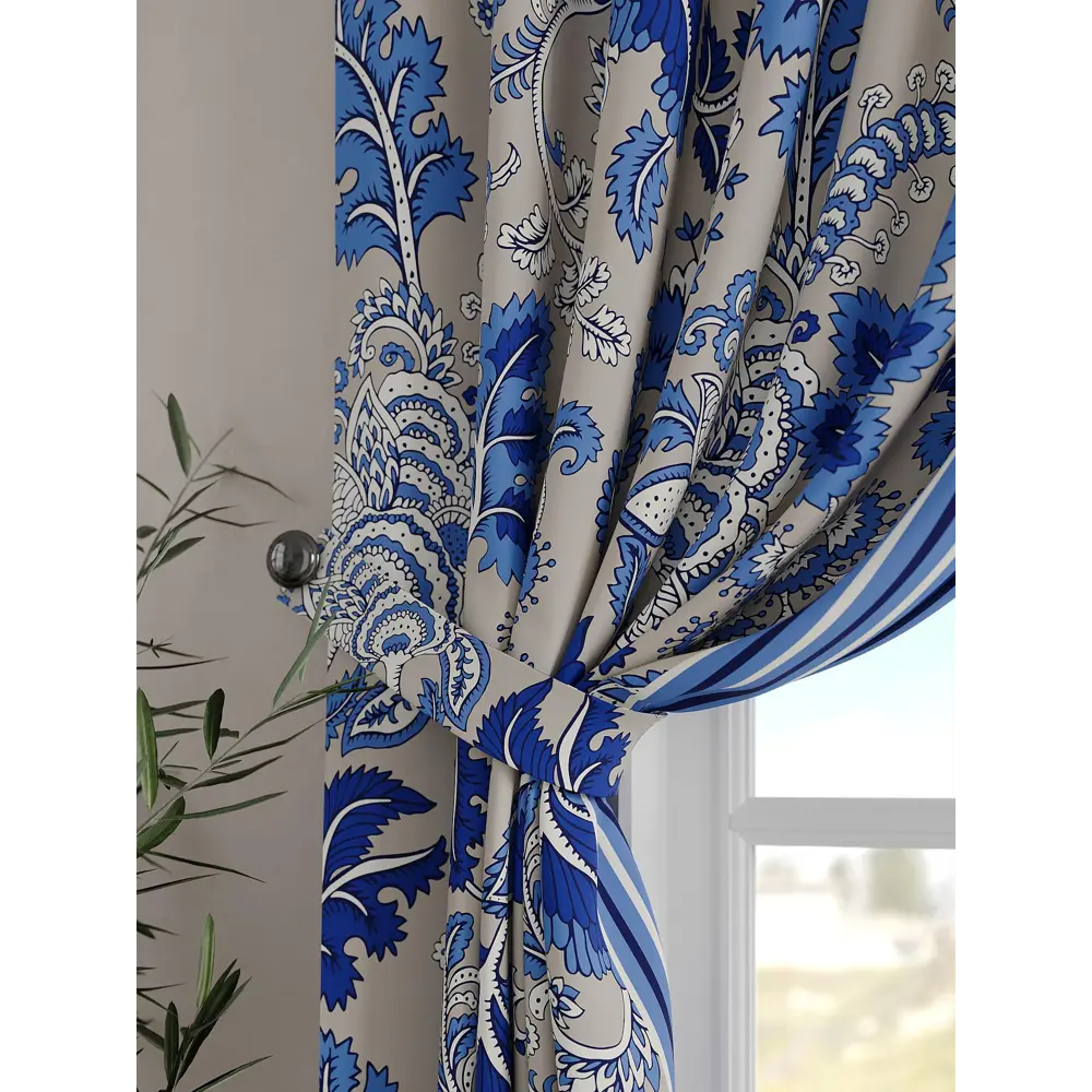 Фото 4 Комплект штор на шторной ленте Comfy Way Нуриния 150x160 см цвет синий Фото 4 Комплект штор на шторной ленте Comfy Way Нуриния 150x160 см цвет синий