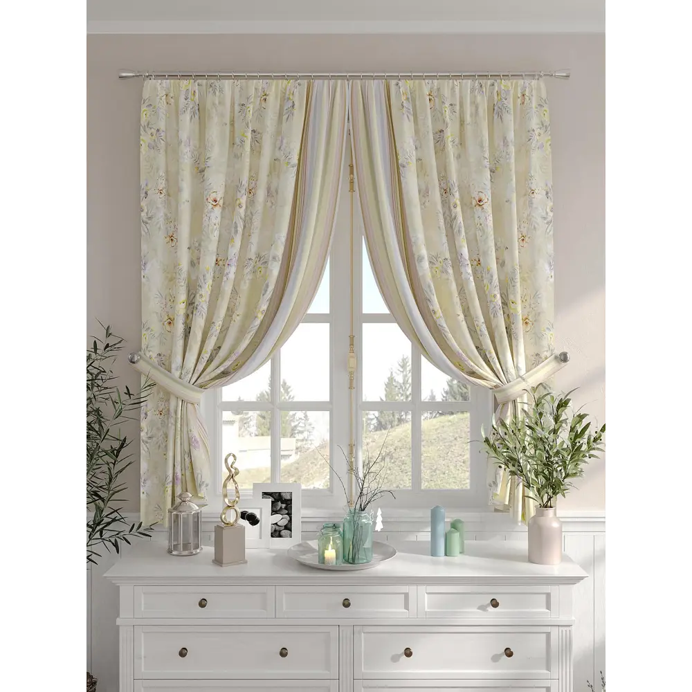 Фото 2 Комплект штор на шторной ленте Comfy Way Рикатон 150x160 см цвет бежевый Фото 2 Комплект штор на шторной ленте Comfy Way Рикатон 150x160 см цвет бежевый