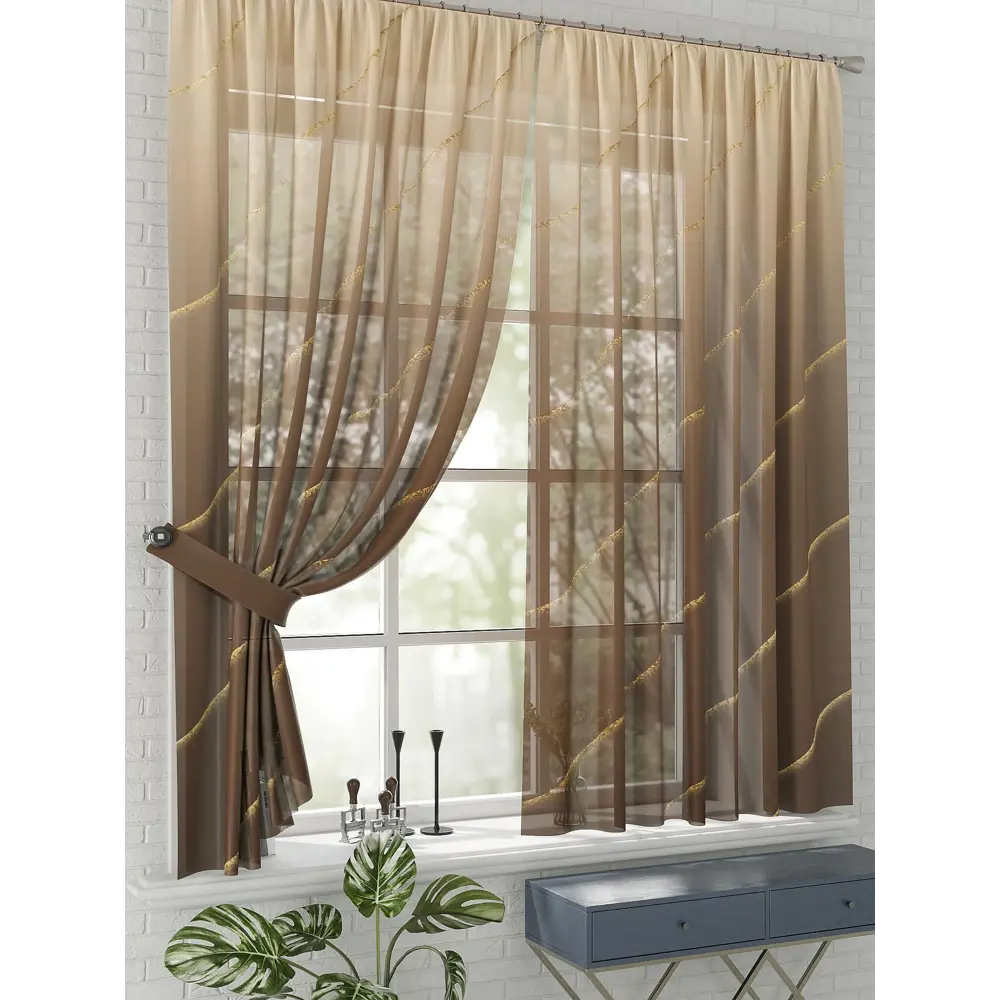 Фото 2 Комплект штор на шторной ленте Comfy Way Зойлис 150x170 см цвет бежевый Фото 2 Комплект штор на шторной ленте Comfy Way Зойлис 150x170 см цвет бежевый