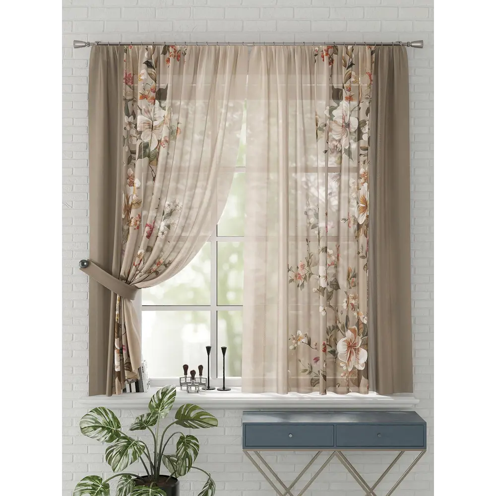 Фото 3 Комплект штор на шторной ленте Comfy Way Лаксир 150x170 см цвет бежевый Фото 3 Комплект штор на шторной ленте Comfy Way Лаксир 150x170 см цвет бежевый