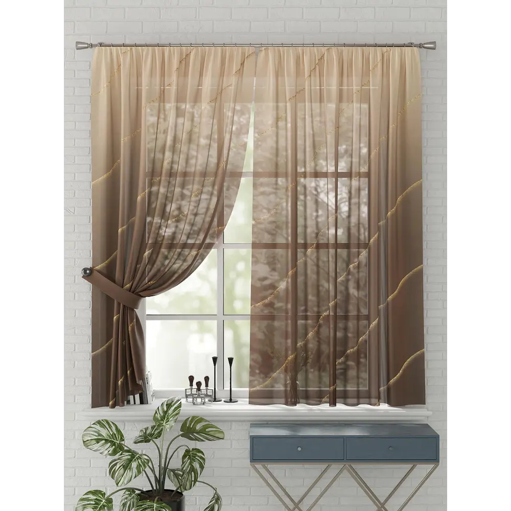 Фото 4 Комплект штор на шторной ленте Comfy Way Зойлис 150x170 см цвет бежевый Фото 4 Комплект штор на шторной ленте Comfy Way Зойлис 150x170 см цвет бежевый