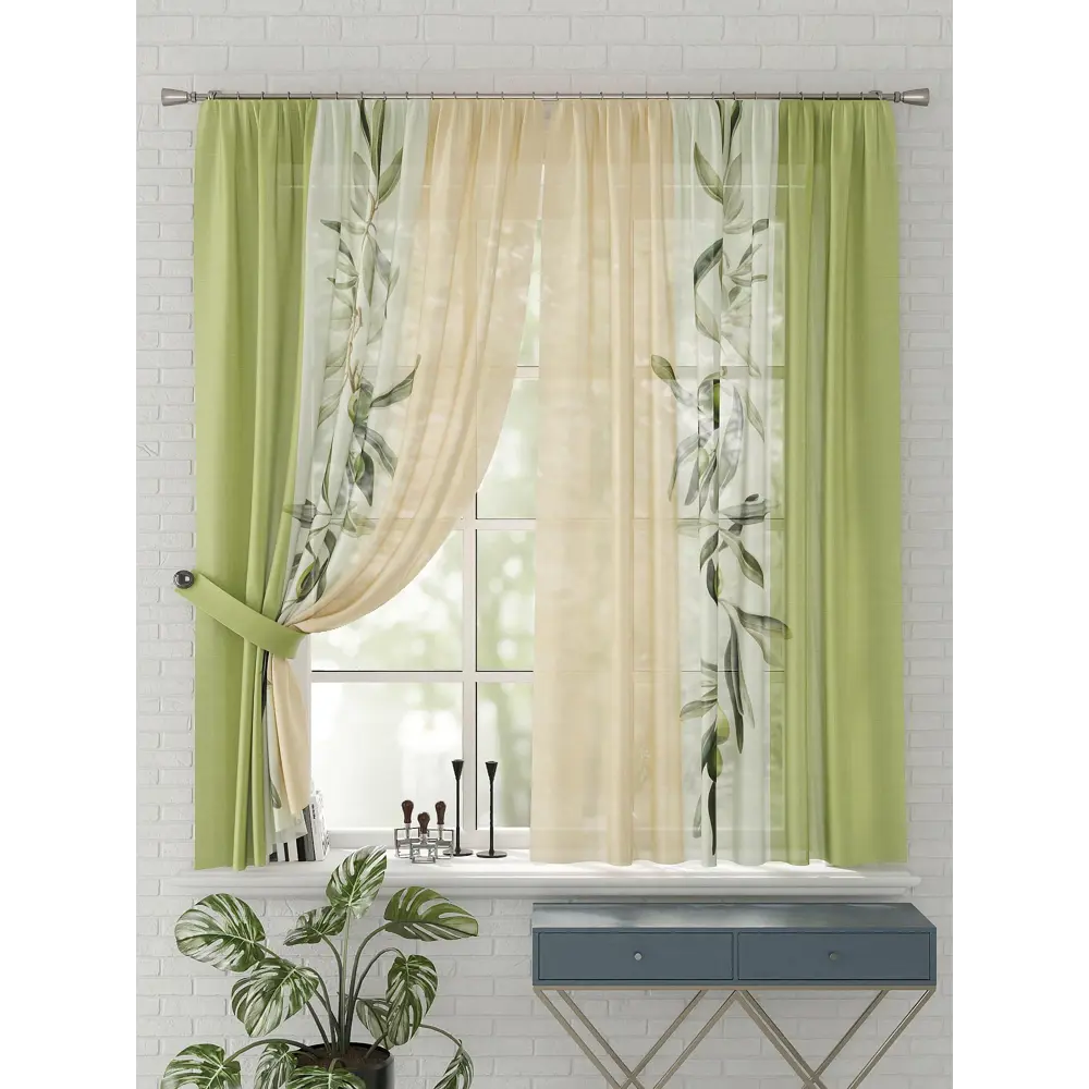 Фото 2 Комплект штор на шторной ленте Comfy Way Элейси 150x170 см цвет белый Фото 2 Комплект штор на шторной ленте Comfy Way Элейси 150x170 см цвет белый