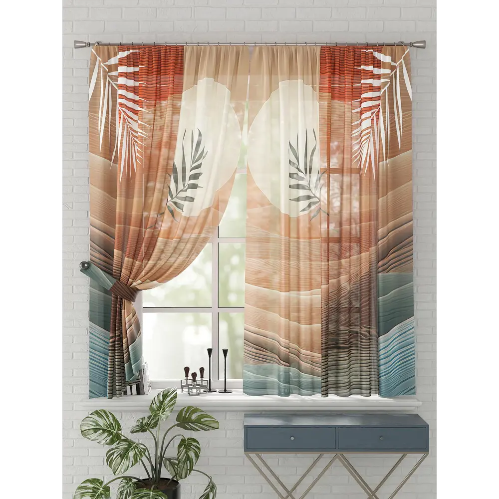 Фото 4 Комплект штор на шторной ленте Comfy Way Сансет 150x170 см цвет бежевый Фото 4 Комплект штор на шторной ленте Comfy Way Сансет 150x170 см цвет бежевый