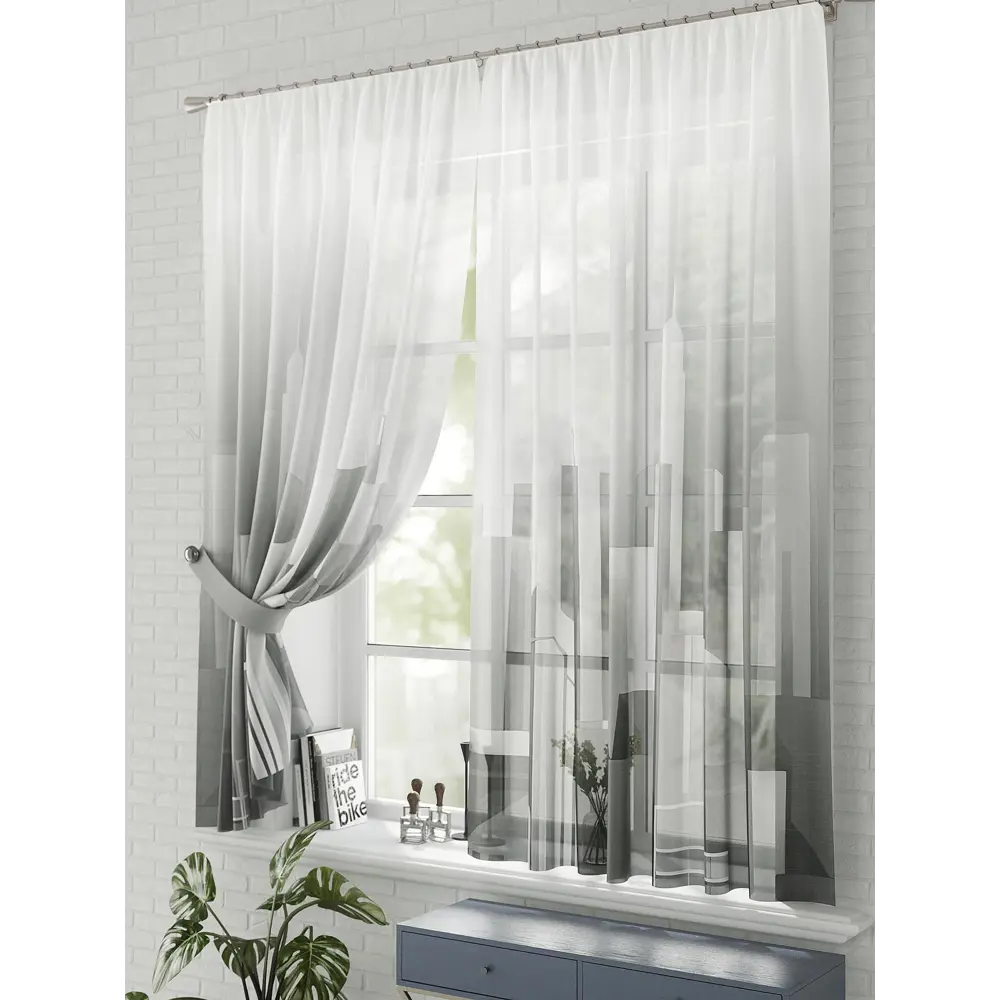 Фото 3 Комплект штор на шторной ленте Comfy Way Астафир 150x170 см цвет белый Фото 3 Комплект штор на шторной ленте Comfy Way Астафир 150x170 см цвет белый