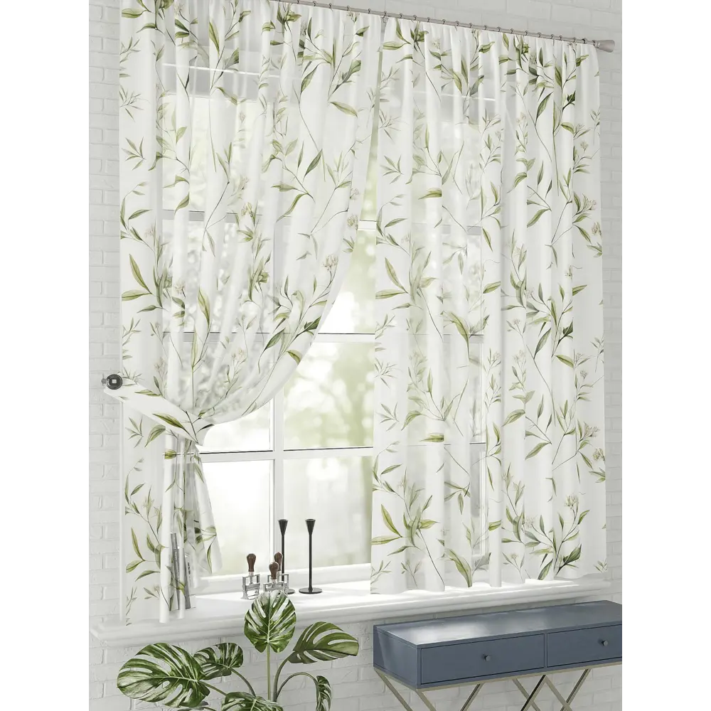 Фото 2 Комплект штор на шторной ленте Comfy Way Уолса 150x170 см цвет белый Фото 2 Комплект штор на шторной ленте Comfy Way Уолса 150x170 см цвет белый