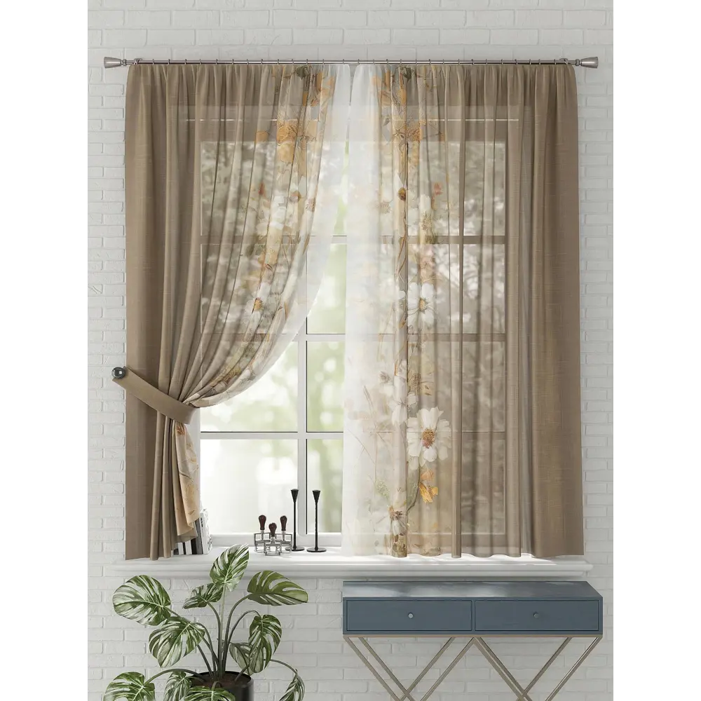 Фото 3 Комплект штор на шторной ленте Comfy Way Филио 150x170 см цвет бежевый Фото 3 Комплект штор на шторной ленте Comfy Way Филио 150x170 см цвет бежевый