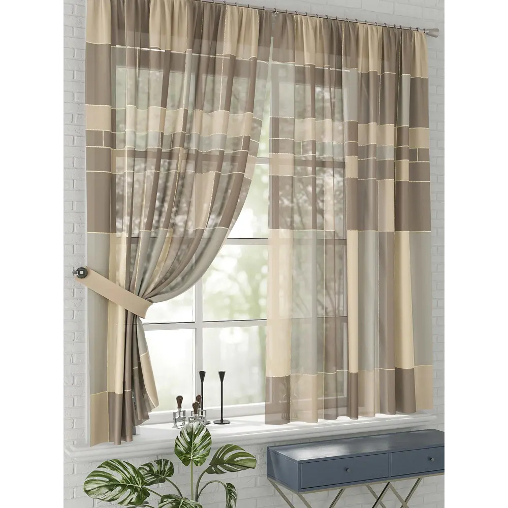 Фото 2 Комплект штор на шторной ленте Comfy Way Вамиот 150x170 см цвет бежевый Фото 2 Комплект штор на шторной ленте Comfy Way Вамиот 150x170 см цвет бежевый