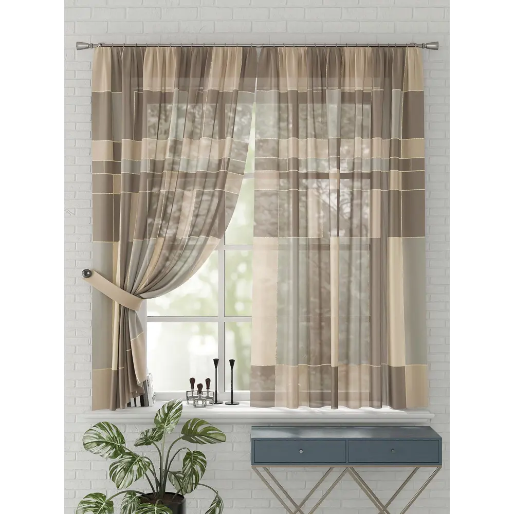 Фото 4 Комплект штор на шторной ленте Comfy Way Вамиот 150x170 см цвет бежевый Фото 4 Комплект штор на шторной ленте Comfy Way Вамиот 150x170 см цвет бежевый