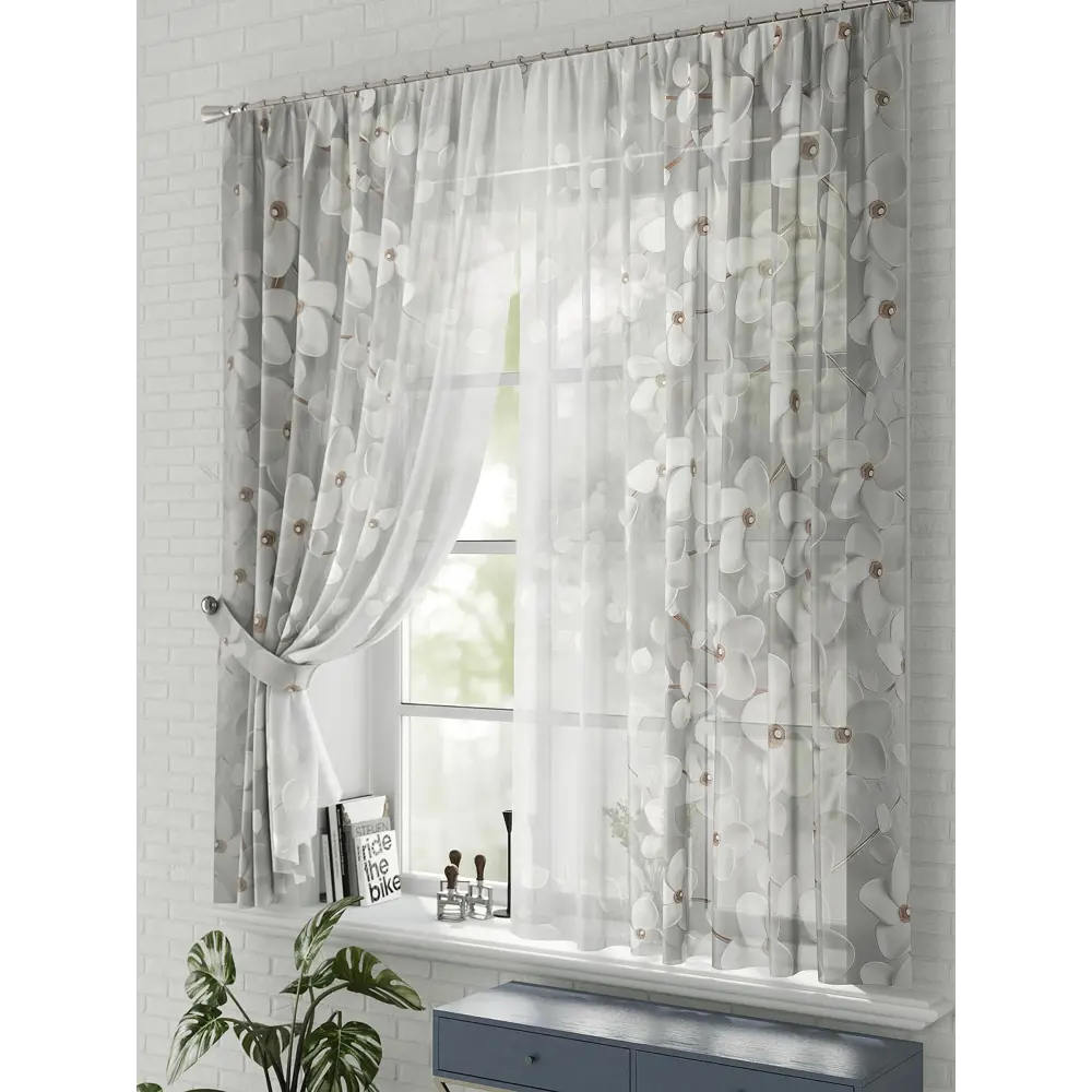 Фото 3 Комплект штор на шторной ленте Comfy Way Ависа 150x170 см цвет белый