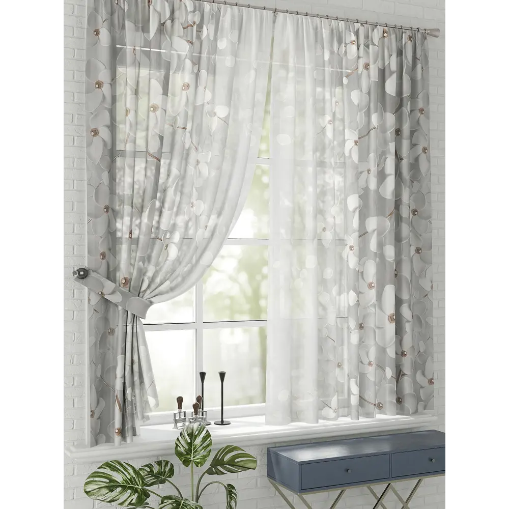 Фото 2 Комплект штор на шторной ленте Comfy Way Ависа 150x170 см цвет белый
