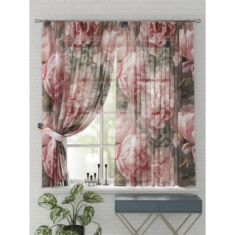 Фото 4 Комплект штор на шторной ленте Comfy Way Пионы 150x170 см цвет зеленый Фото 4 Комплект штор на шторной ленте Comfy Way Пионы 150x170 см цвет зеленый