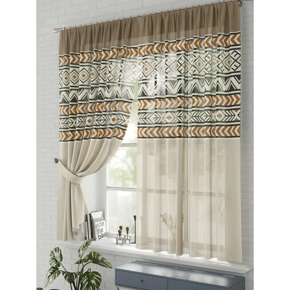 Фото 3 Комплект штор на шторной ленте Comfy Way Скалифа 150x170 см цвет бежевый Фото 3 Комплект штор на шторной ленте Comfy Way Скалифа 150x170 см цвет бежевый