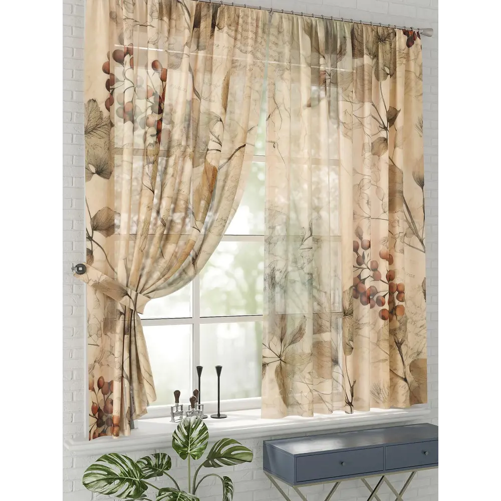 Фото 2 Комплект штор на шторной ленте Comfy Way Пьярос 150x170 см цвет бежевый Фото 2 Комплект штор на шторной ленте Comfy Way Пьярос 150x170 см цвет бежевый