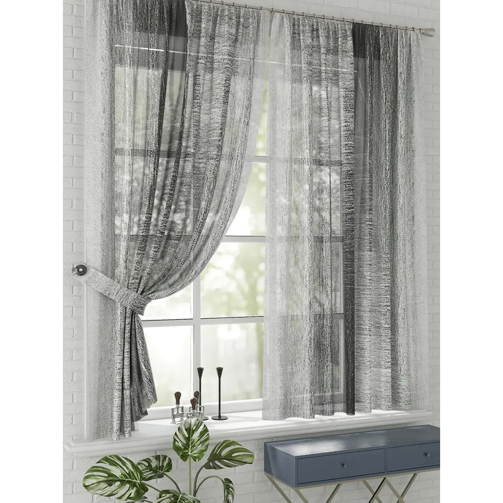 Фото 2 Комплект штор на шторной ленте Comfy Way Ирвит 150x170 см цвет серый Фото 2 Комплект штор на шторной ленте Comfy Way Ирвит 150x170 см цвет серый