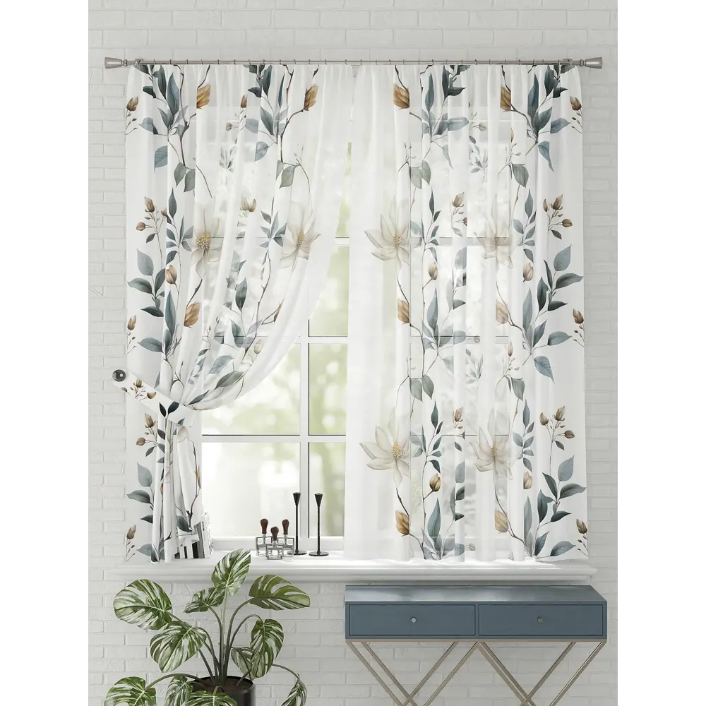 Фото 4 Комплект штор на шторной ленте Comfy Way Далкио 150x170 см цвет бежевый Фото 4 Комплект штор на шторной ленте Comfy Way Далкио 150x170 см цвет бежевый