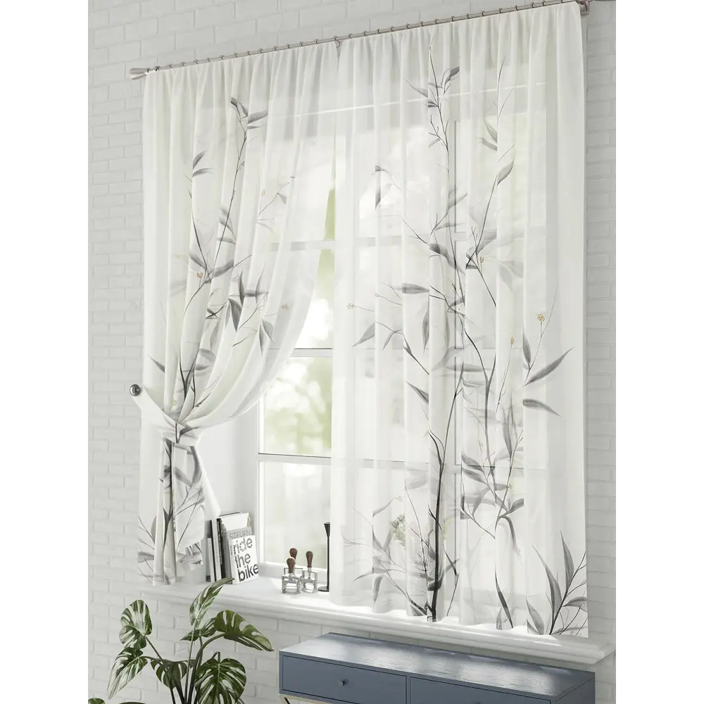 Фото 3 Комплект штор на шторной ленте Comfy Way Ойлиса 150x170 см цвет белый Фото 3 Комплект штор на шторной ленте Comfy Way Ойлиса 150x170 см цвет белый
