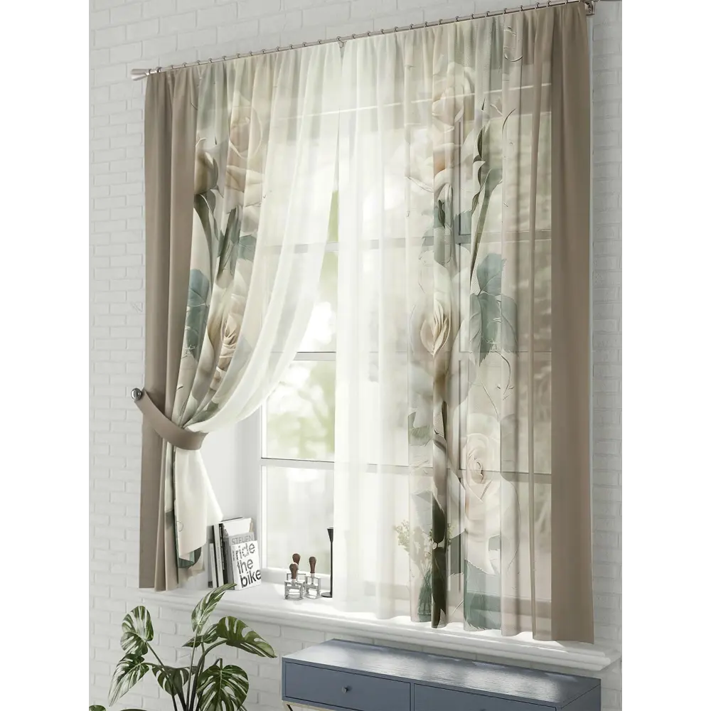Фото 3 Комплект штор на шторной ленте Comfy Way Шарлит 150x170 см цвет бежевый Фото 3 Комплект штор на шторной ленте Comfy Way Шарлит 150x170 см цвет бежевый