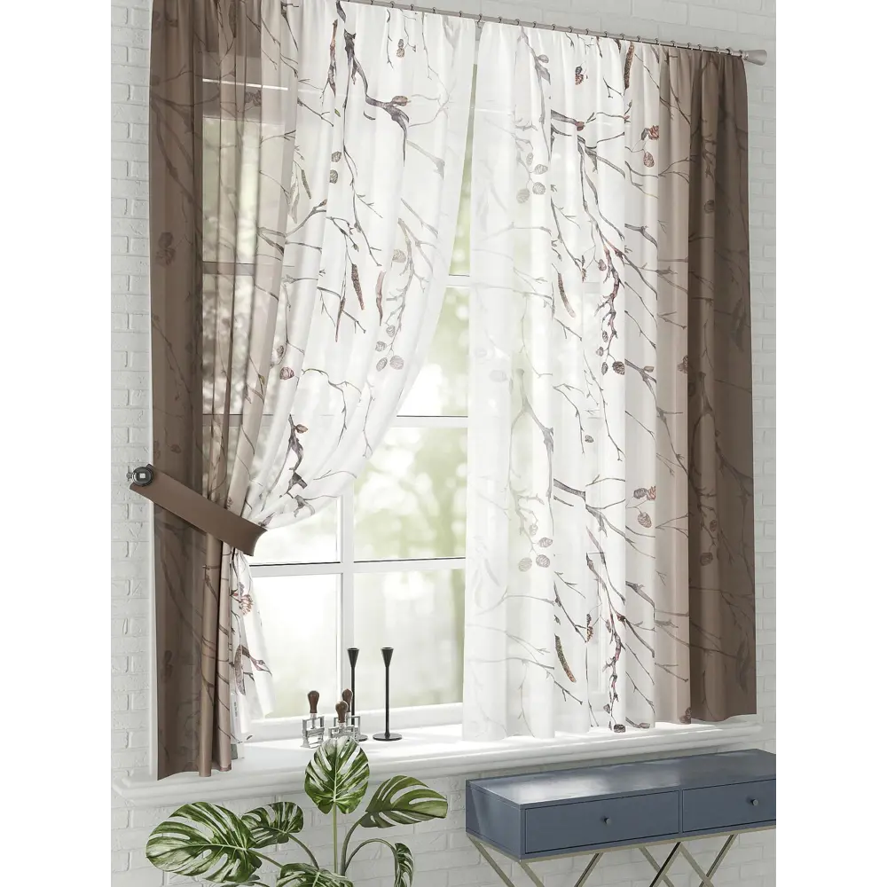 Фото 2 Комплект штор на шторной ленте Comfy Way Сайзан 150x170 см цвет белый Фото 2 Комплект штор на шторной ленте Comfy Way Сайзан 150x170 см цвет белый