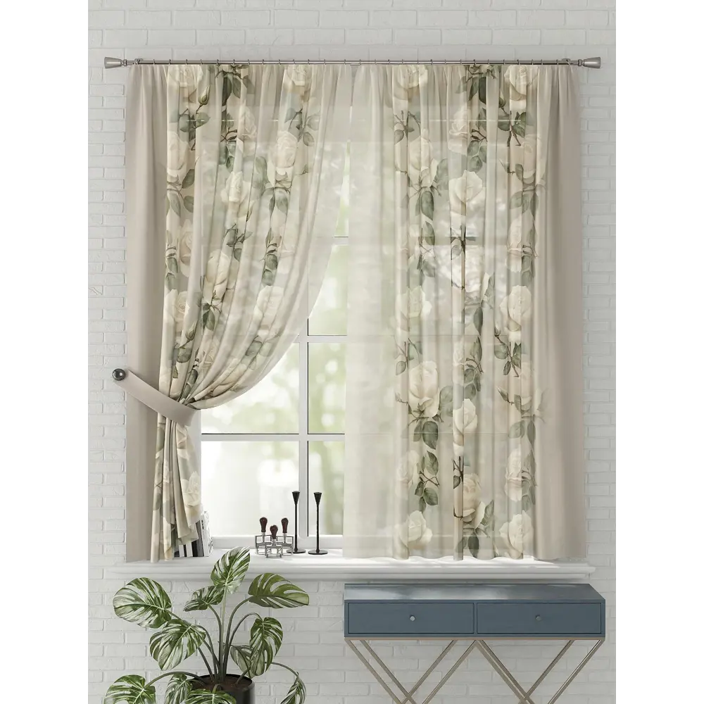 Фото 4 Комплект штор на шторной ленте Comfy Way Таулис 150x170 см цвет бежевый Фото 4 Комплект штор на шторной ленте Comfy Way Таулис 150x170 см цвет бежевый