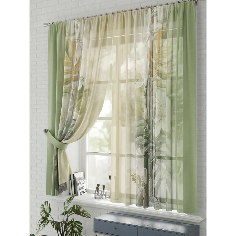 Фото 3 Комплект штор на шторной ленте Comfy Way Мифида 150x170 см цвет бежевый Фото 3 Комплект штор на шторной ленте Comfy Way Мифида 150x170 см цвет бежевый