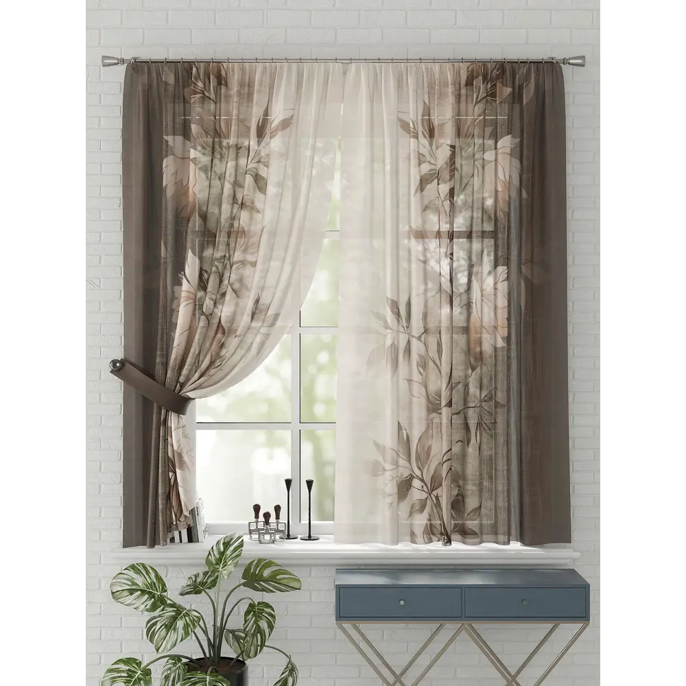 Фото 4 Комплект штор на шторной ленте Comfy Way Эневи 150x170 см цвет бежевый Фото 4 Комплект штор на шторной ленте Comfy Way Эневи 150x170 см цвет бежевый