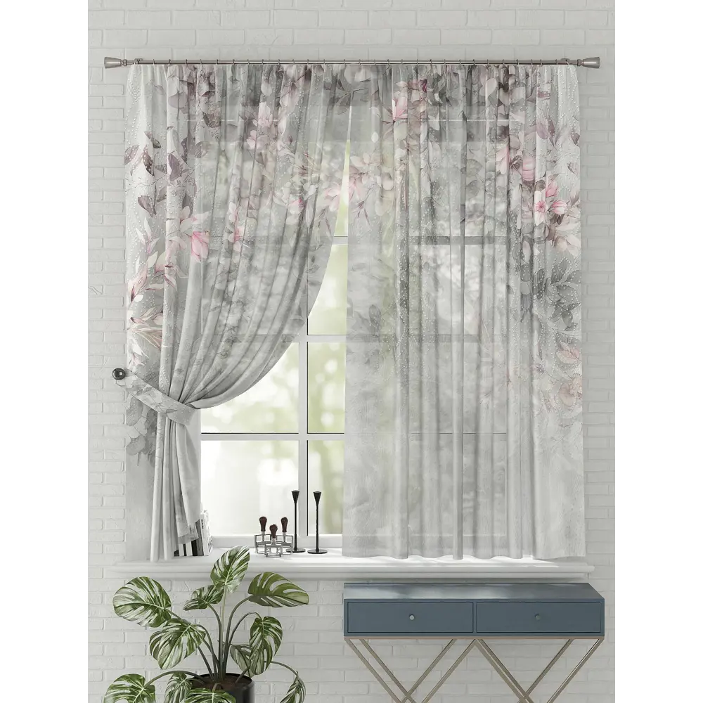 Фото 4 Комплект штор на шторной ленте Comfy Way Филата 150x170 см цвет розовый Фото 4 Комплект штор на шторной ленте Comfy Way Филата 150x170 см цвет розовый