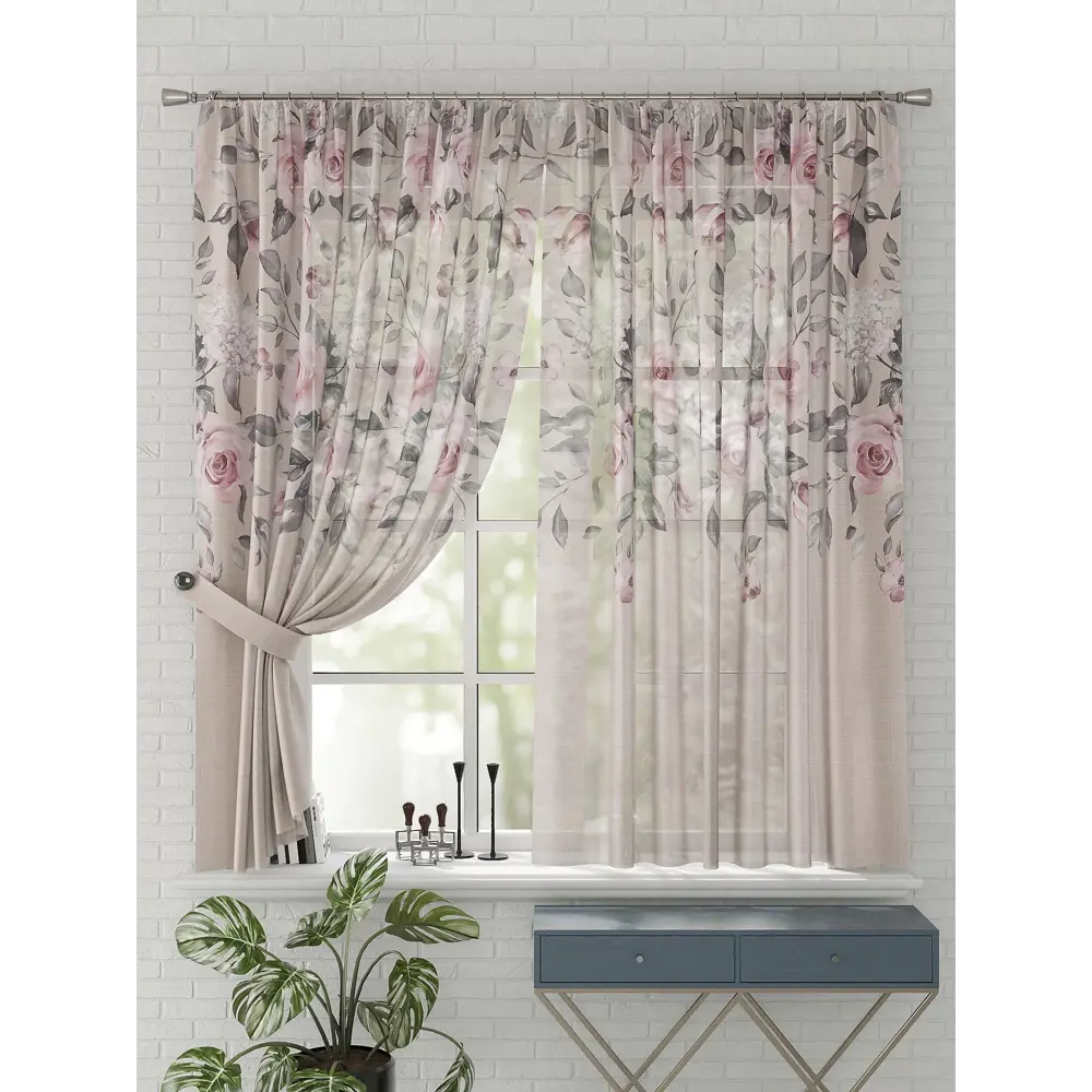 Фото 4 Комплект штор на шторной ленте Comfy Way Лалэя 150x170 см цвет бежевый Фото 4 Комплект штор на шторной ленте Comfy Way Лалэя 150x170 см цвет бежевый