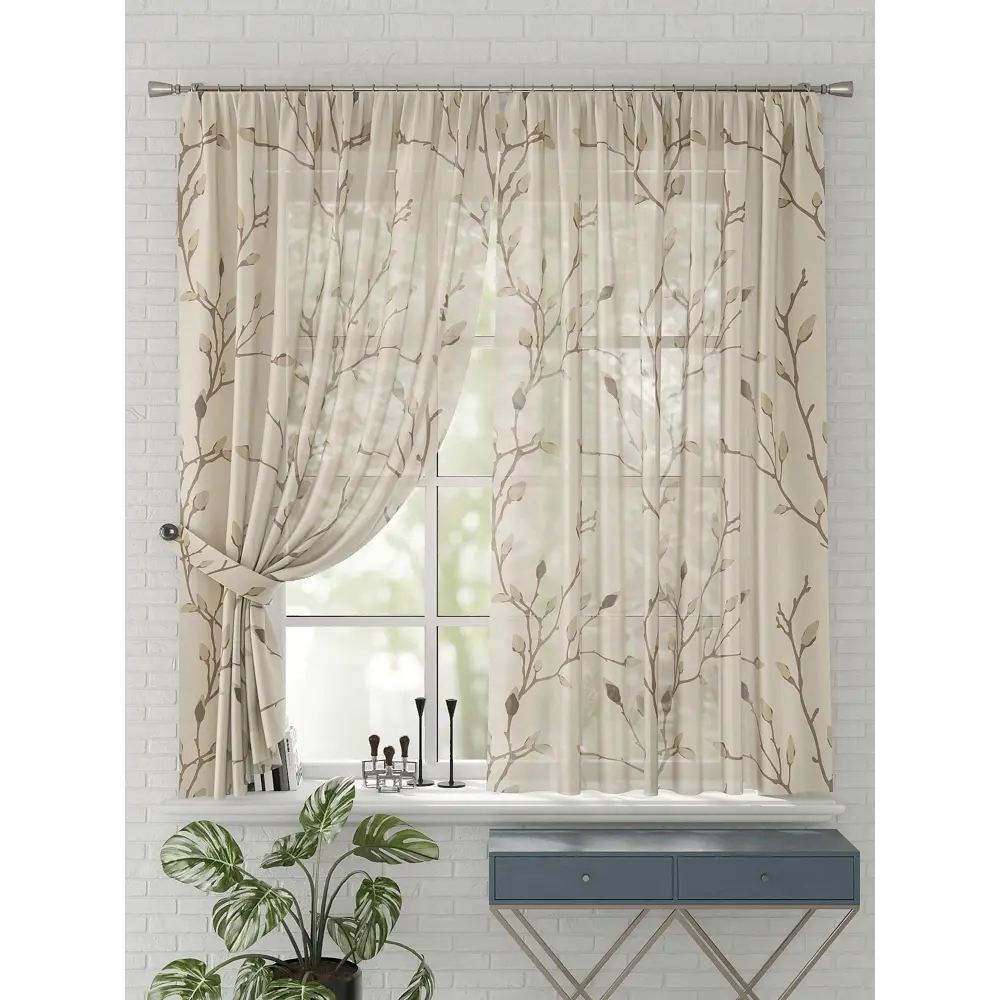 Фото 2 Комплект штор на шторной ленте Comfy Way Дарби 150x170 см цвет бежевый Фото 2 Комплект штор на шторной ленте Comfy Way Дарби 150x170 см цвет бежевый