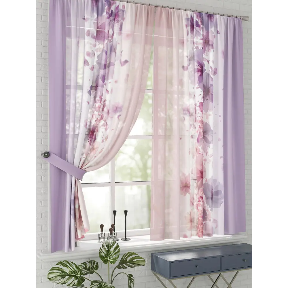 Фото 2 Комплект штор на шторной ленте Comfy Way Акайни 150x170 см цвет белый Фото 2 Комплект штор на шторной ленте Comfy Way Акайни 150x170 см цвет белый