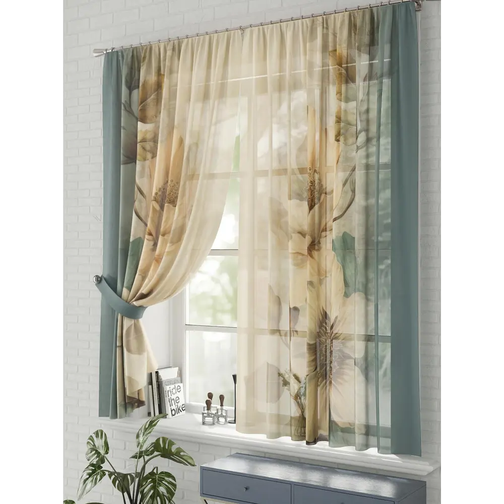 Фото 3 Комплект штор на шторной ленте Comfy Way Кайсети 150x170 см цвет бежевый Фото 3 Комплект штор на шторной ленте Comfy Way Кайсети 150x170 см цвет бежевый