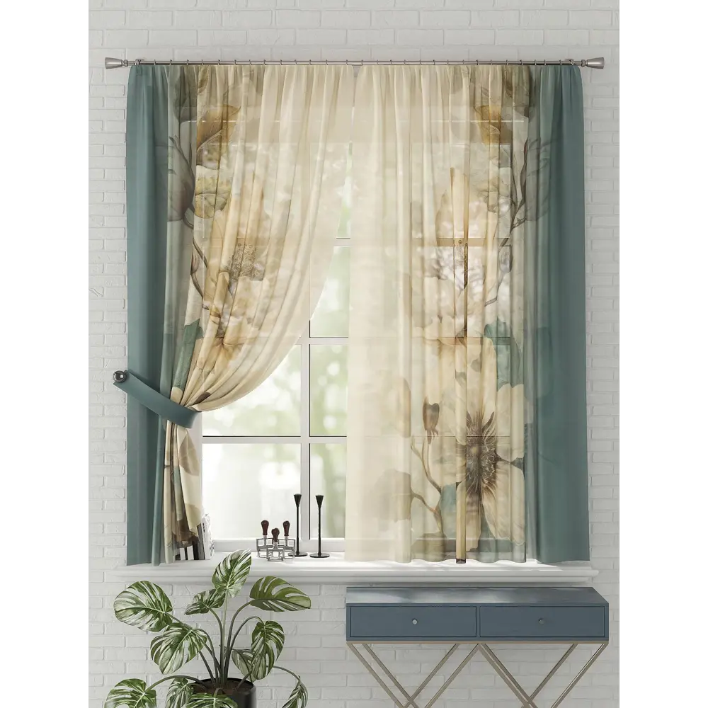 Фото 4 Комплект штор на шторной ленте Comfy Way Кайсети 150x170 см цвет бежевый Фото 4 Комплект штор на шторной ленте Comfy Way Кайсети 150x170 см цвет бежевый