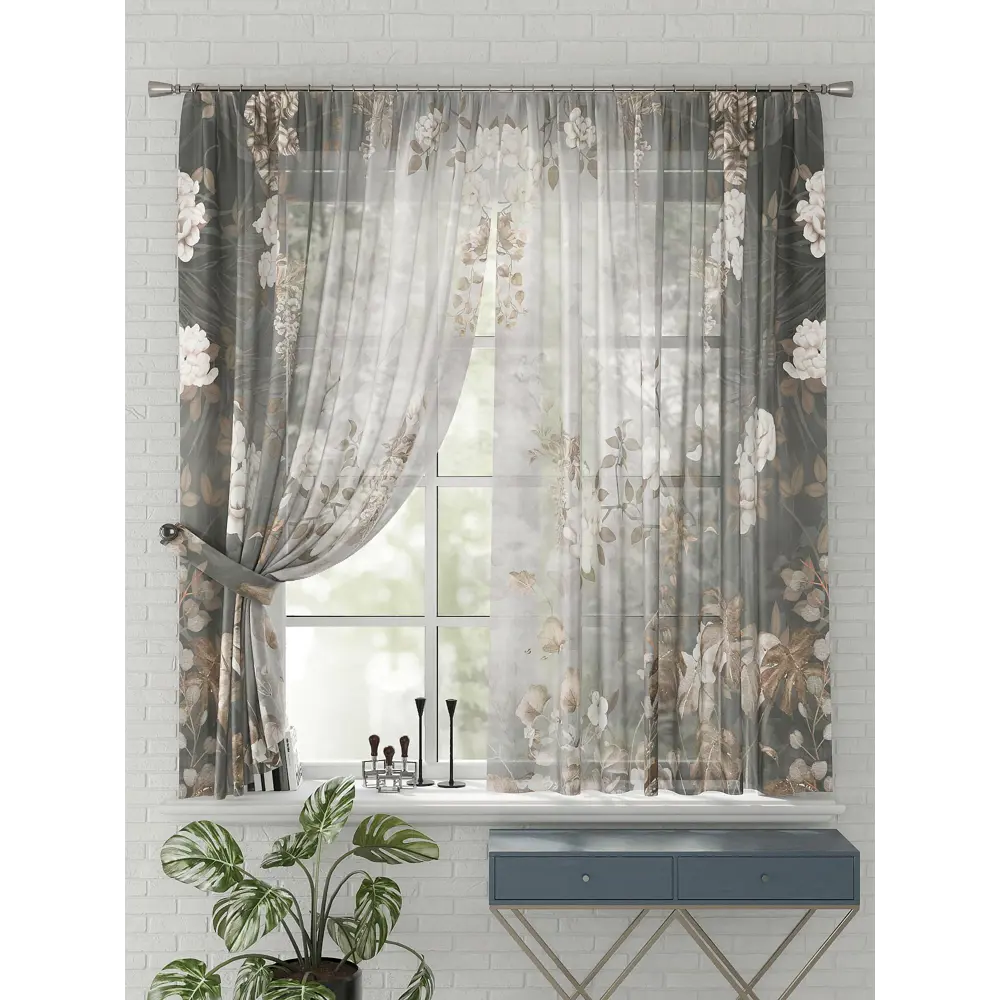 Фото 4 Комплект штор на шторной ленте Comfy Way Маэса 150x170 см цвет бежевый Фото 4 Комплект штор на шторной ленте Comfy Way Маэса 150x170 см цвет бежевый