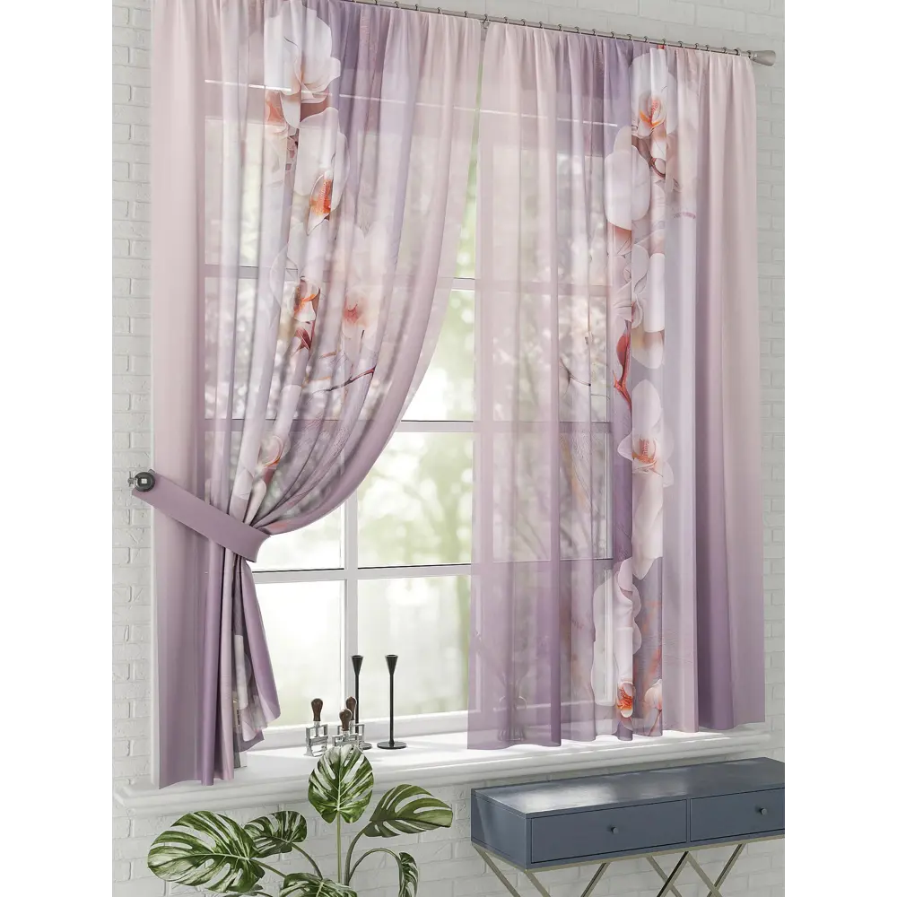 Фото 2 Комплект штор на шторной ленте Comfy Way Ховея 150x170 см цвет розовый Фото 2 Комплект штор на шторной ленте Comfy Way Ховея 150x170 см цвет розовый