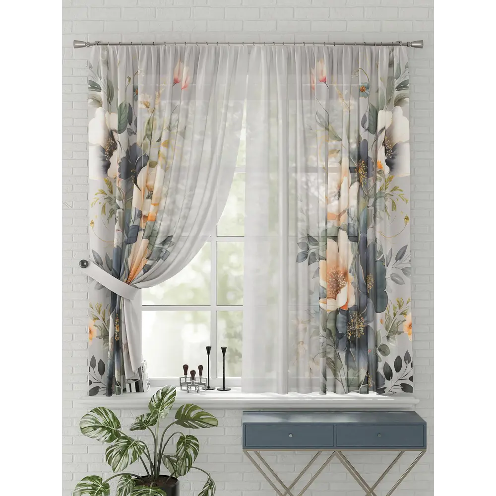 Фото 4 Комплект штор на шторной ленте Comfy Way Мисена 150x170 см цвет зеленый Фото 4 Комплект штор на шторной ленте Comfy Way Мисена 150x170 см цвет зеленый
