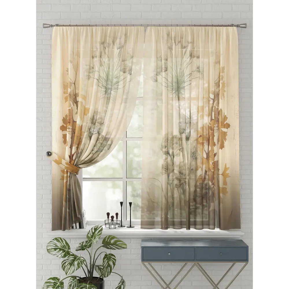 Фото 4 Комплект штор на шторной ленте Comfy Way Велеса 150x170 см цвет бежевый Фото 4 Комплект штор на шторной ленте Comfy Way Велеса 150x170 см цвет бежевый