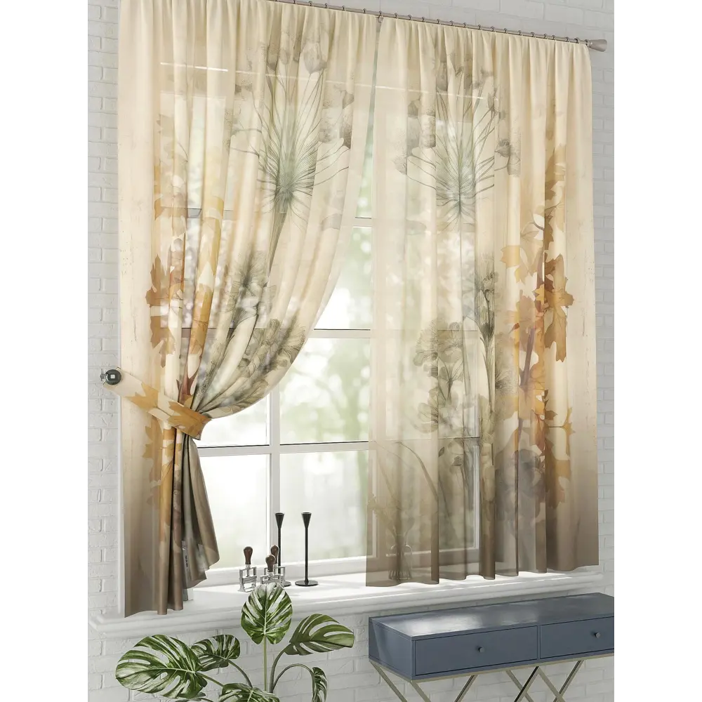Фото 2 Комплект штор на шторной ленте Comfy Way Велеса 150x170 см цвет бежевый Фото 2 Комплект штор на шторной ленте Comfy Way Велеса 150x170 см цвет бежевый