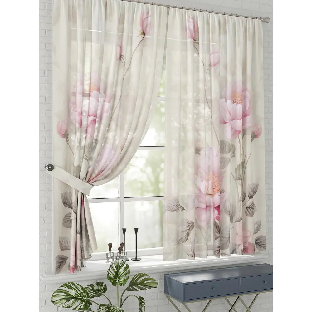 Фото 2 Комплект штор на шторной ленте Comfy Way Герта 150x170 см цвет бежевый Фото 2 Комплект штор на шторной ленте Comfy Way Герта 150x170 см цвет бежевый